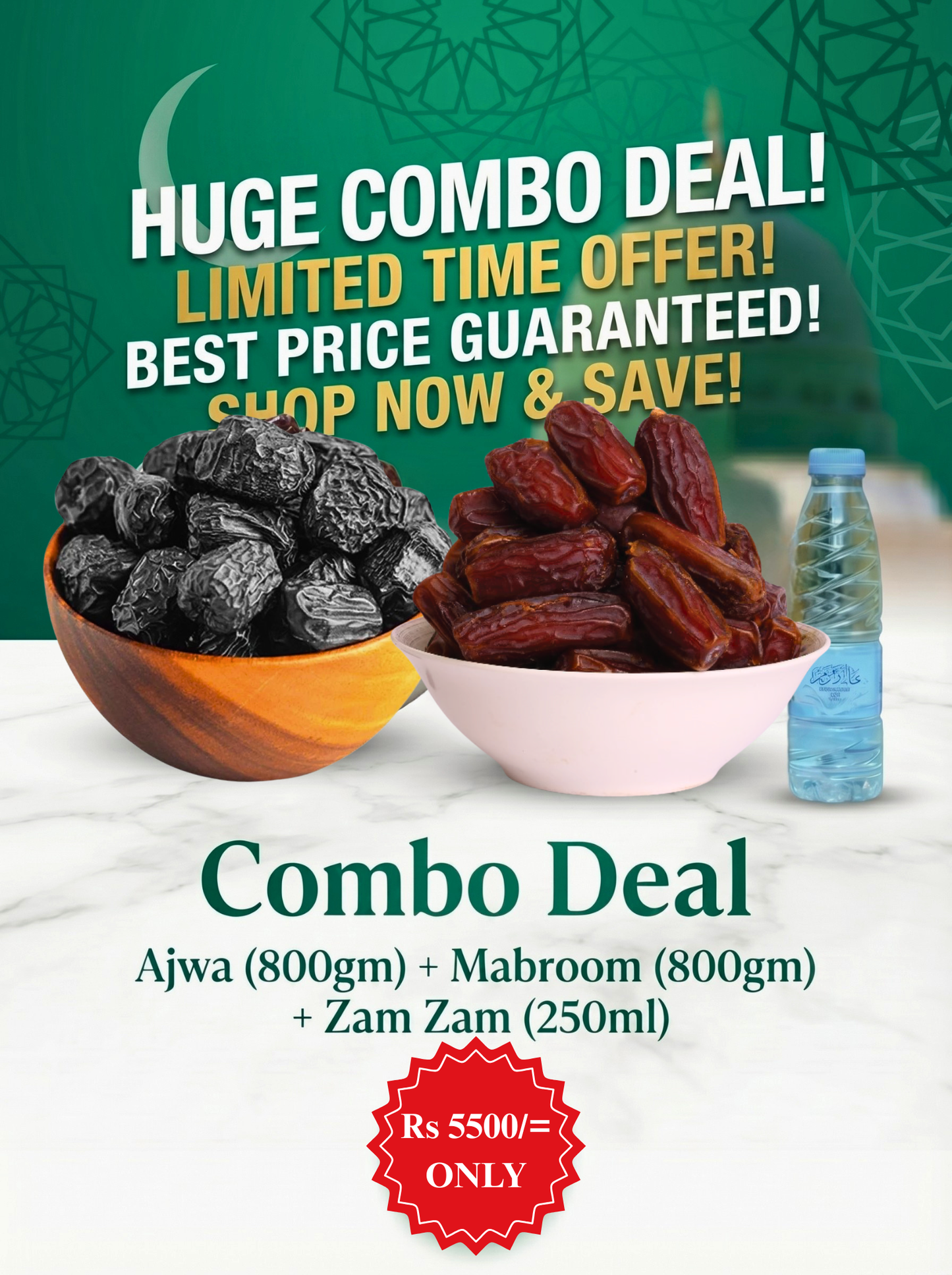 Combo Deal (Ajwa Small + Mabroom Small + Zam Zam)