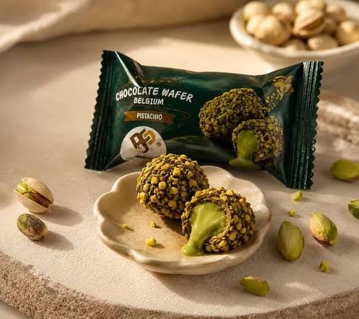 Belgian Chocolate Pistachio Wafer Bites