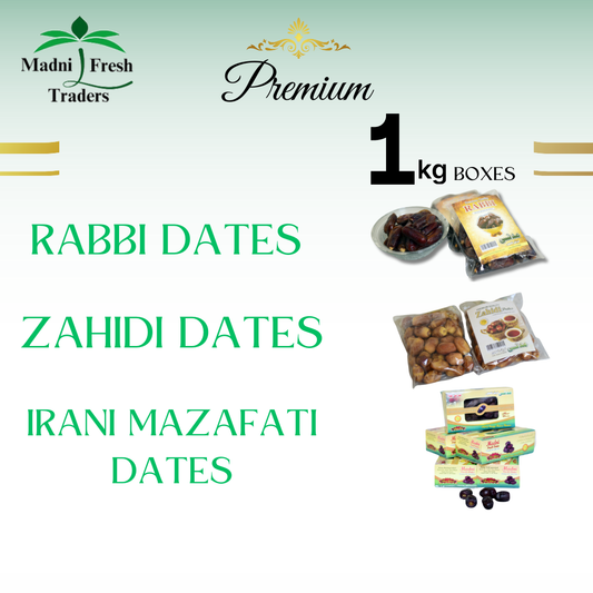 Premium Zahidi, Rabbi & Irani Dates 3 IN 1 – 1KG Boxes